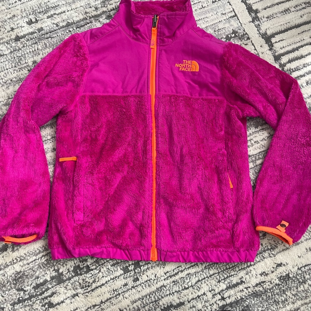 Girls The North Face Magenta Fleece with Orange Detail Size 10/12